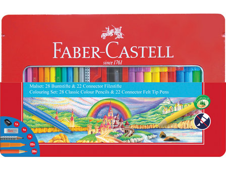 28 x kleurpotloden en 22 filtstiften Faber-Castell