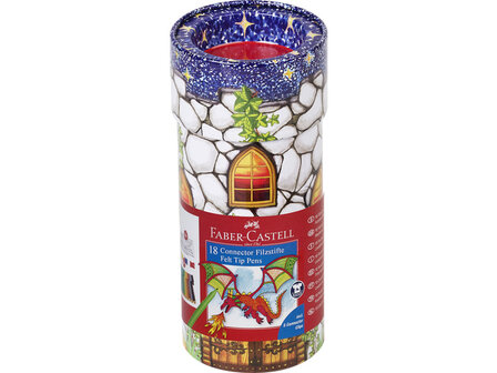 18 viltstiften in koker (kasteelopdruk) Faber-Castell
