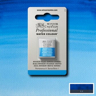 Winsor Blue (Green Shade) Serie 1 Professional Watercolour Half Napje van Winsor &amp; Newton Kleur 707