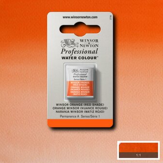 Winsor Orange (Red Shade) Serie 1 Professional Watercolour Half Napje van Winsor &amp; Newton Kleur 723