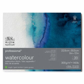 22,9 x 30,5 cm - 20 vellen Professional Aquarelblok 4-zijdig gelijmd 300 gram Rough / Grain Torchon van Winsor &amp; Newton