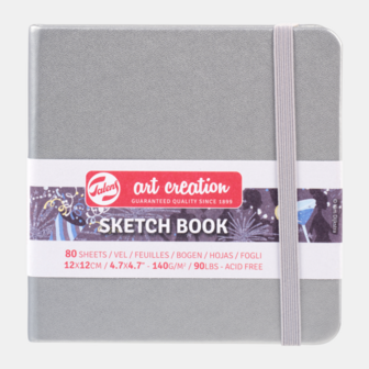 12 x 12 cm Art Creation Schetsboek Shiny Silver Cover 80 vellen 140 gram