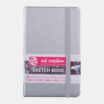 9 x 14 cm Art Creation Schetsboek Shiny Silver Cover 80 vellen 140 gram