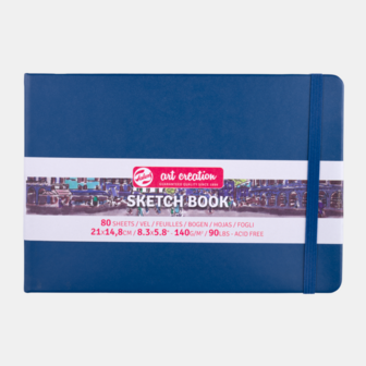 14,8 x 21 cm Art Creation Schetsboek Navy Blue Cover 80 vellen 140 gram