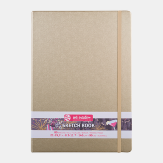 21 x 29,7 cm Art Creation Schetsboek White Gold Cover 80 vellen 140 gram