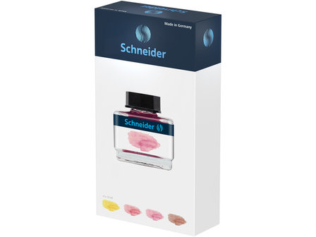 4 x 15 ML Schneider Inktpotjes pasteltinten + pipet Giftbox 2