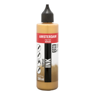 Donkergoud Acryl Inkt Amsterdam 100 ML Kleur 803