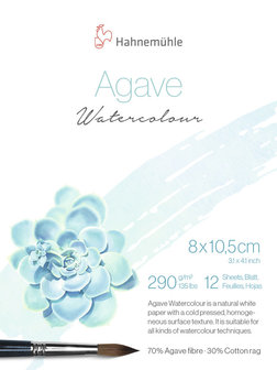 8 x 10,5 cm Aquarelblok Agave 70% agavevezel, 30% katoen Aquarelpapier Hahnemuhle (Cold Pressed) 12 pagina's 290 grams