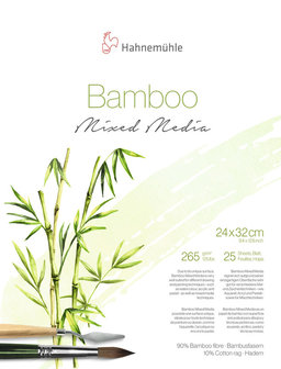 24 x 32 cm Mixed-mediablok 90% Bamboo, 10% Katoen Mixed Media Papier Hahnemuhle (fijne korrel) 25 pagina's 265 grams