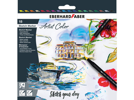 18 x Eberhard Faber Sketch markers Assortiment kleuren