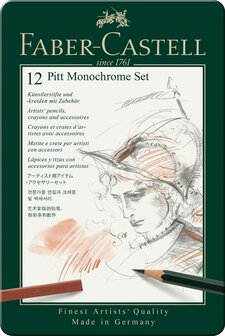 Pitt Monochrome Faber-Castell 12-delige set.