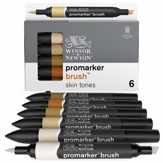 Promarker Brush 6 x Skin Tones van Winsor &amp; Newton Set 127