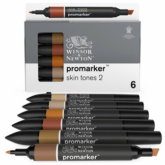 Promarker 6 x Skin Tones (2) van Winsor &amp; Newton Set 115