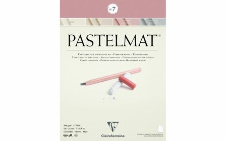 Pastelmat No 7 Pastel Papier verlijmd Beige Sand Sanguine Dark Grey kleuren fijne structuur 12 vellen van Clairefontaine 360 grams 18 x 24 cm