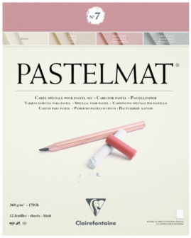 Pastelmat No 7 Pastel Papier verlijmd Beige Sand Sanguine Dark Grey kleuren fijne structuur 12 vellen van Clairefontaine 360 grams 30 x 40 cm