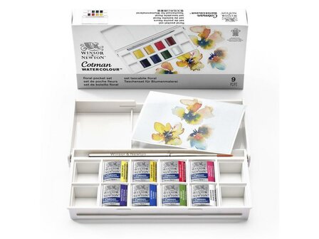 Floral Pocket set van Cotman met 8 halve napjes en 1 penseel