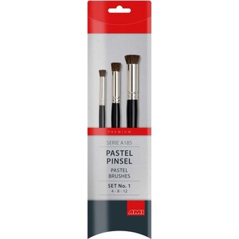 3 x Pastelpenseel recht (4, 8 en 12)  Ponyhaar AMI A185