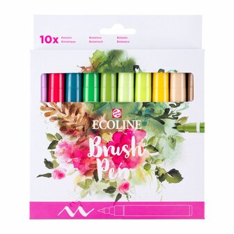 Set van 10 Botanische kleuren Ecoline Brushpennen in kartonnen etui van Talens