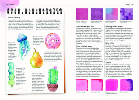 Voorbeeldpagina uit Aquarelleren in 4 stappen met schets, kleurenselectie en stap‑voor‑stapinstruct