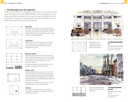 Voorbeeldpagina met urban sketch en schetstip &ndash; leer snel tekenen op locatie met heldere uitleg