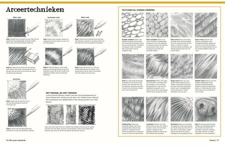 Voorbeeldpagina uit Het grote tekenboek met uitleg over arcering en perspectief 1