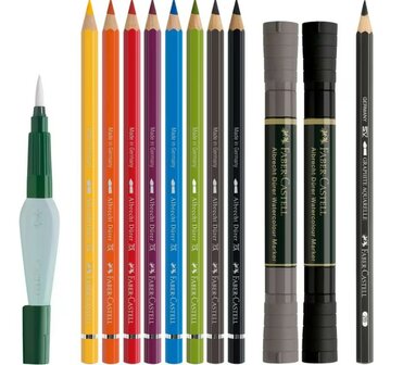 Faber-Castell Albrecht D&uuml;rer Discovery Set 12-delig met aquarelpotloden, markers, graphite aquarelpotlood en waterpenseel inho