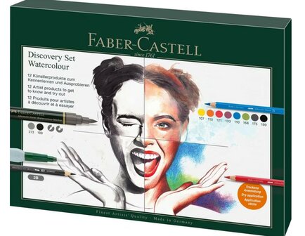 Faber-Castell Albrecht D&uuml;rer Discovery Set 12-delig met aquarelpotloden, markers, graphite aquarelpotlood en waterpenseel omve