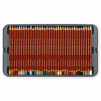 Derwent Drawing potloden set 36 kleuren &ndash; overzicht in blik