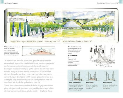 Urban Sketching Perspectief schetsen boek van Stephanie Bower met tips en technieken voor locatie-tekenen