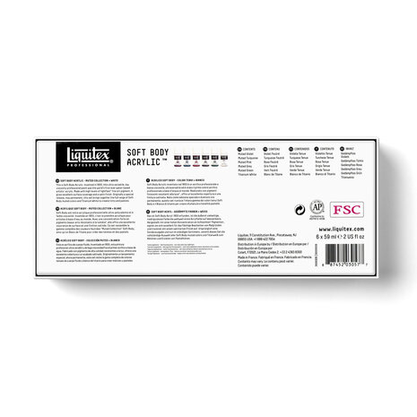 Muted Collection set + White Soft Body Acrylic Liquitex Professional 6 x 59 ml Set 331