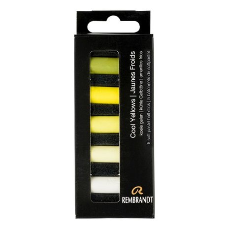 Koele Gelen set met 5 halve Rembrandt Softpastels