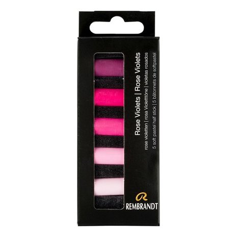 Rose Violetten set met 5 halve Rembrandt Softpastels