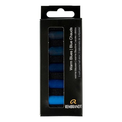 Warme Blauwen set met 5 halve Rembrandt Softpastels