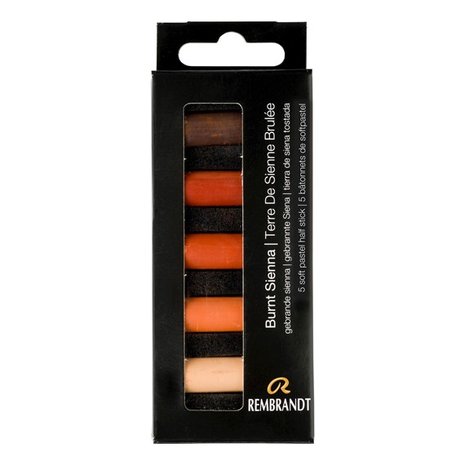 Gebrande Sienna set met 5 halve Rembrandt Softpastels