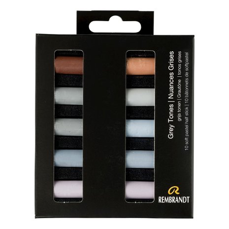 Grijs Tonen set met 10 halve Rembrandt Softpastels