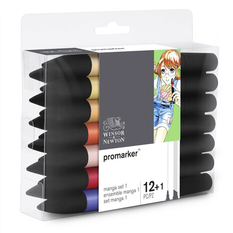 Promarker Manga set 1 12 x Promarker en Blender van Winsor & Newton Set 139