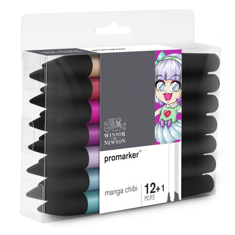 Promarker Manga Chibi set 12 x Promarker en Blender van Winsor & Newton Set 141