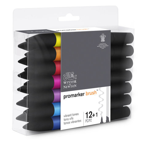 Promarker Brush 12 x Vibrant Tones en Blender van Winsor & Newton Set 145
