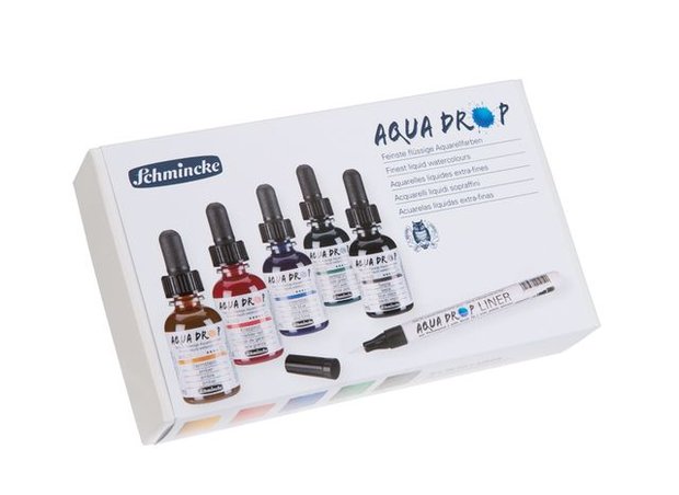 Cardboard set 5 x 30 ml + Liner Aqua Drop Aquarelverf van Schmincke 30 ml Set 105