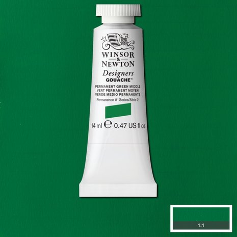 Permanent Green Middle (S 2) Designers Gouache van Winsor & Newton 14 ML Kleur 484