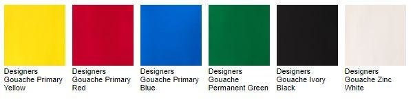 Primaire kleuren set Designers Gouache van Winsor & Newton 6 x 14 ML Set 174