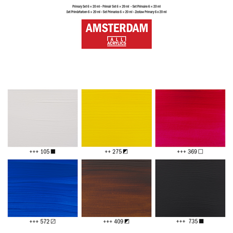 6 x 20 ML Primair set Amsterdam Standard Series Acrylverf