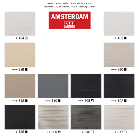 Grijs set Amsterdam Standard Series Acrylverf 12 x 20 ml