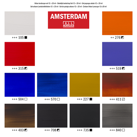 Stedelijk Landschap set Amsterdam Standard Series Acrylverf 12 x 20 ml