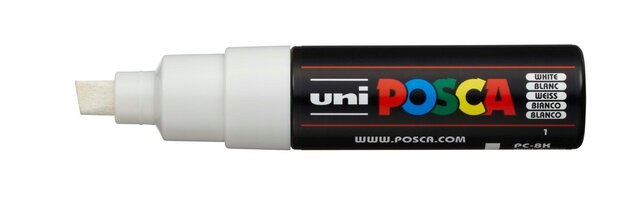 White Conische punt Posca Acrylverf Marker PC7M Kleur 1