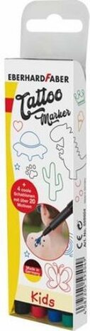 4 x Tatoo markers en 4 sjablonen (Kids) Eberhard Faber