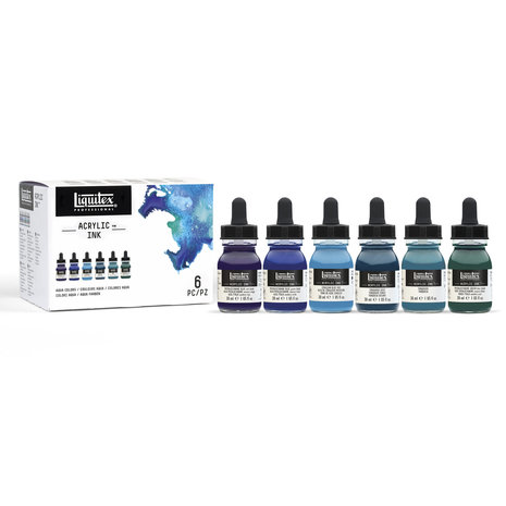 Aqua Colors Set 6 x 30 ML Liquitex Ink