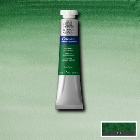 Hookers Green Dark Cotman Water Colour / Aquarelverf van Winsor & Newton 21 ML Kleur 312