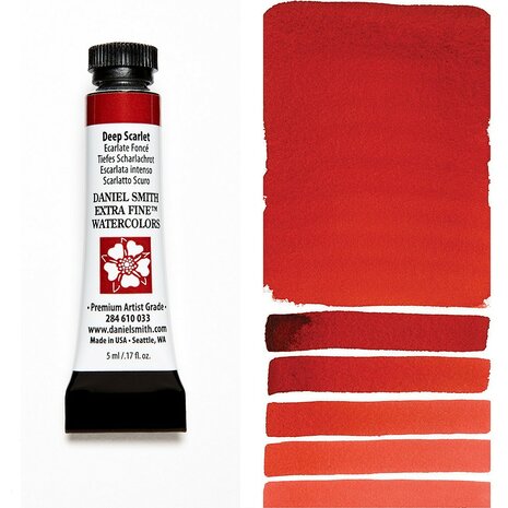 Deep Scarlet (S1) Aquarelverf Daniel Smith (Extra fine Watercolour) 5 ML Kleur 033