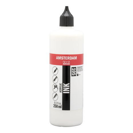 Titaanwit Acryl Inkt Amsterdam 250 ML Kleur 105